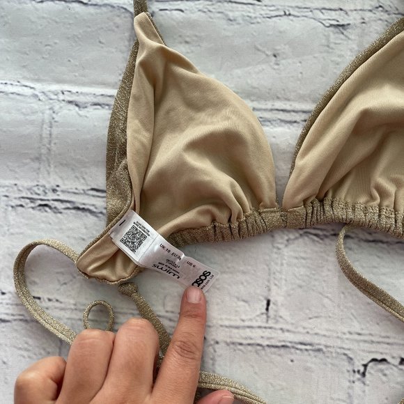 ASOS Design Mix and Match Glitter Bikini Top size 6 wrap around gold sparkle - Picture 4 of 6